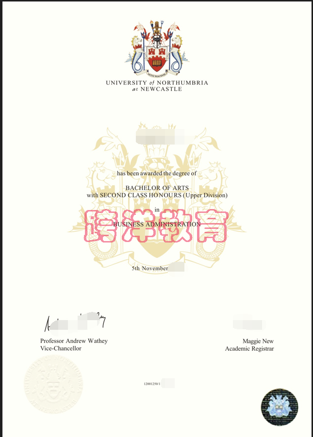 诺森比亚大学毕业证样本png 诺森比亚大学毕业证样本png